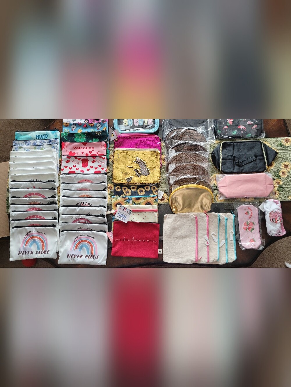 Lot of 150 Assorted Cosmetic bags/Pencil Pouches